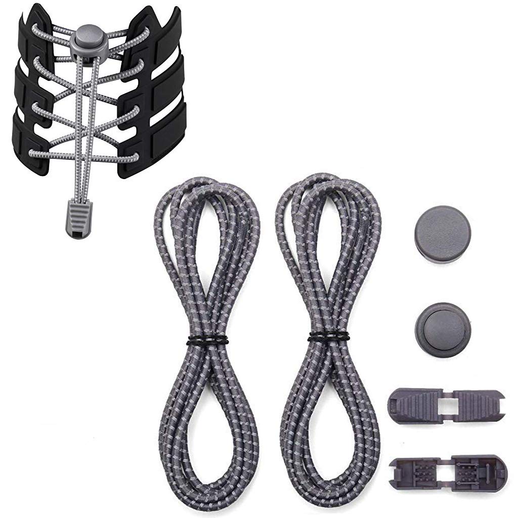 PALAY No Tie Shoelaces | Elastic Lock Shoe Laces For Adult Sneakers Fits Hiking Boots, Board Shoes and Casual Shoes (Gray) PALAY No Tie Shoelaces | Elastic Lock Shoe Laces For Adult Sneakers Fits Hiking Boots, Board Shoes and Casual Shoes (Gray)